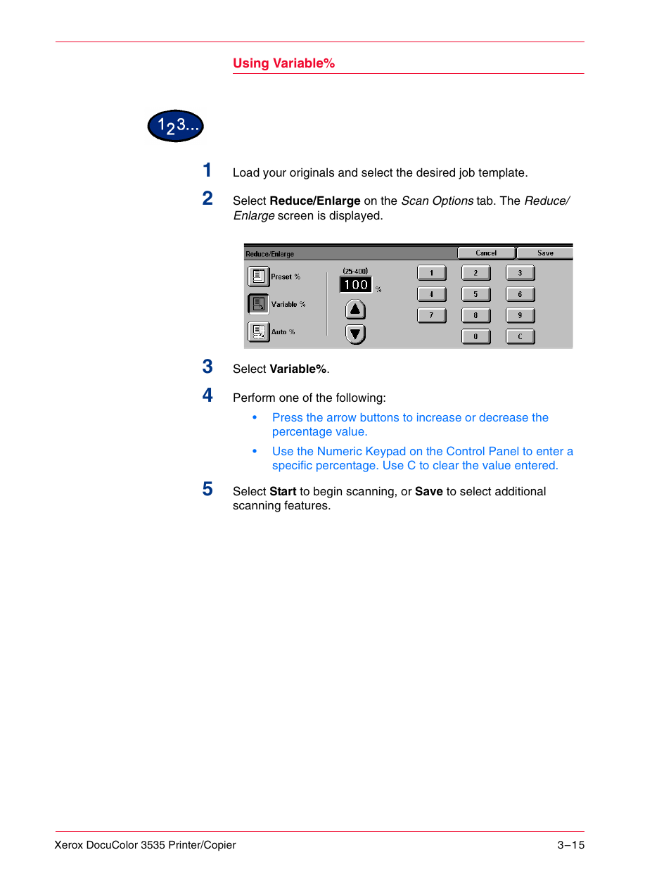 Using variable | Xerox 3535 User Manual | Page 127 / 268