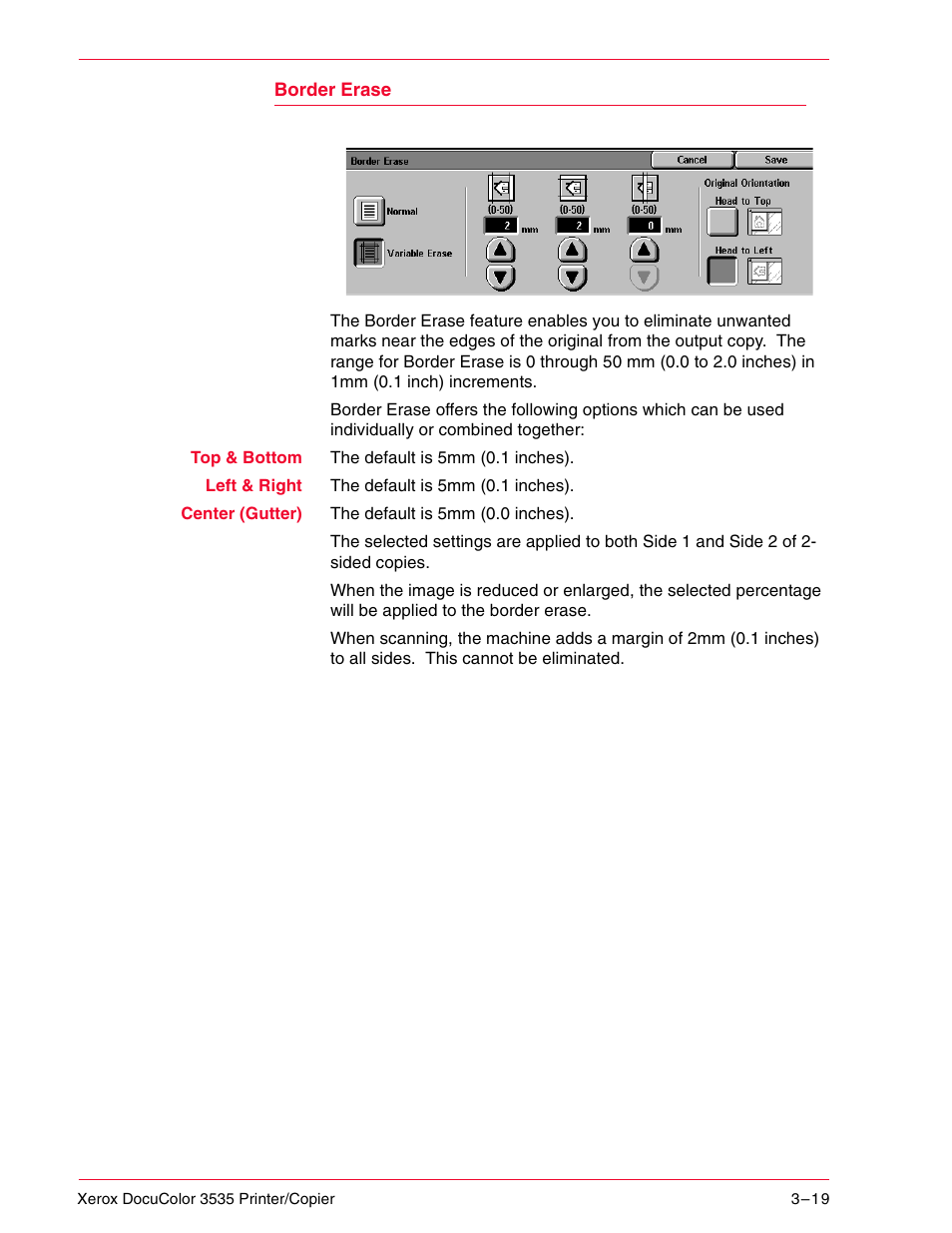 Border erase | Xerox 3535 User Manual | Page 131 / 268
