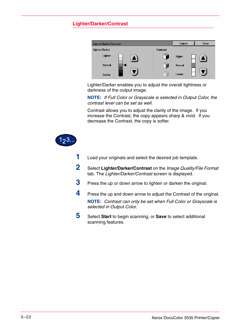 Lighter/darker/contrast | Xerox 3535 User Manual | Page 134 / 268