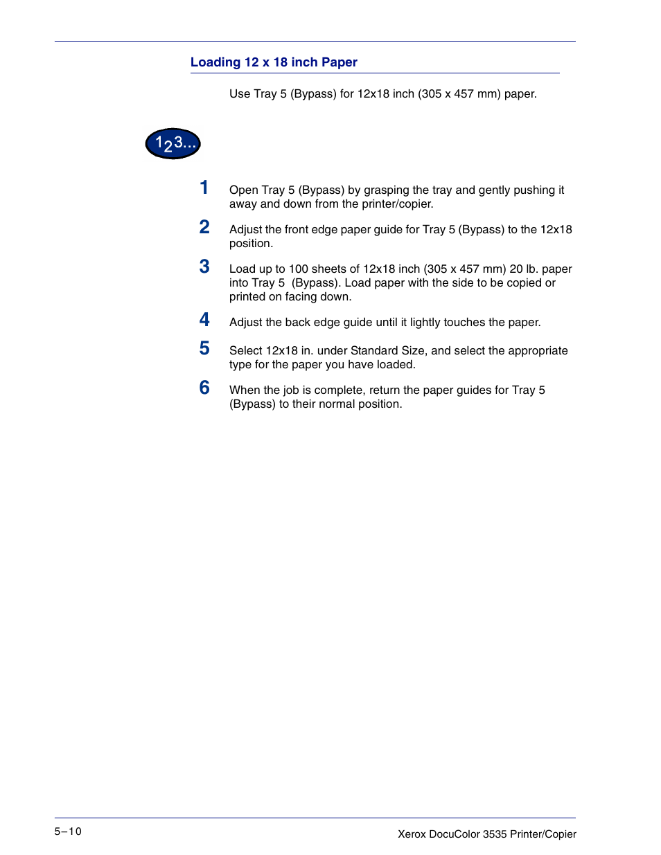 Loading 12 x 18 inch paper | Xerox 3535 User Manual | Page 210 / 268
