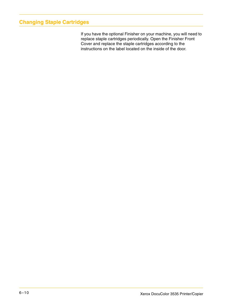 Changing staple cartridges, Changing staple cartridges 6–10 | Xerox 3535 User Manual | Page 226 / 268
