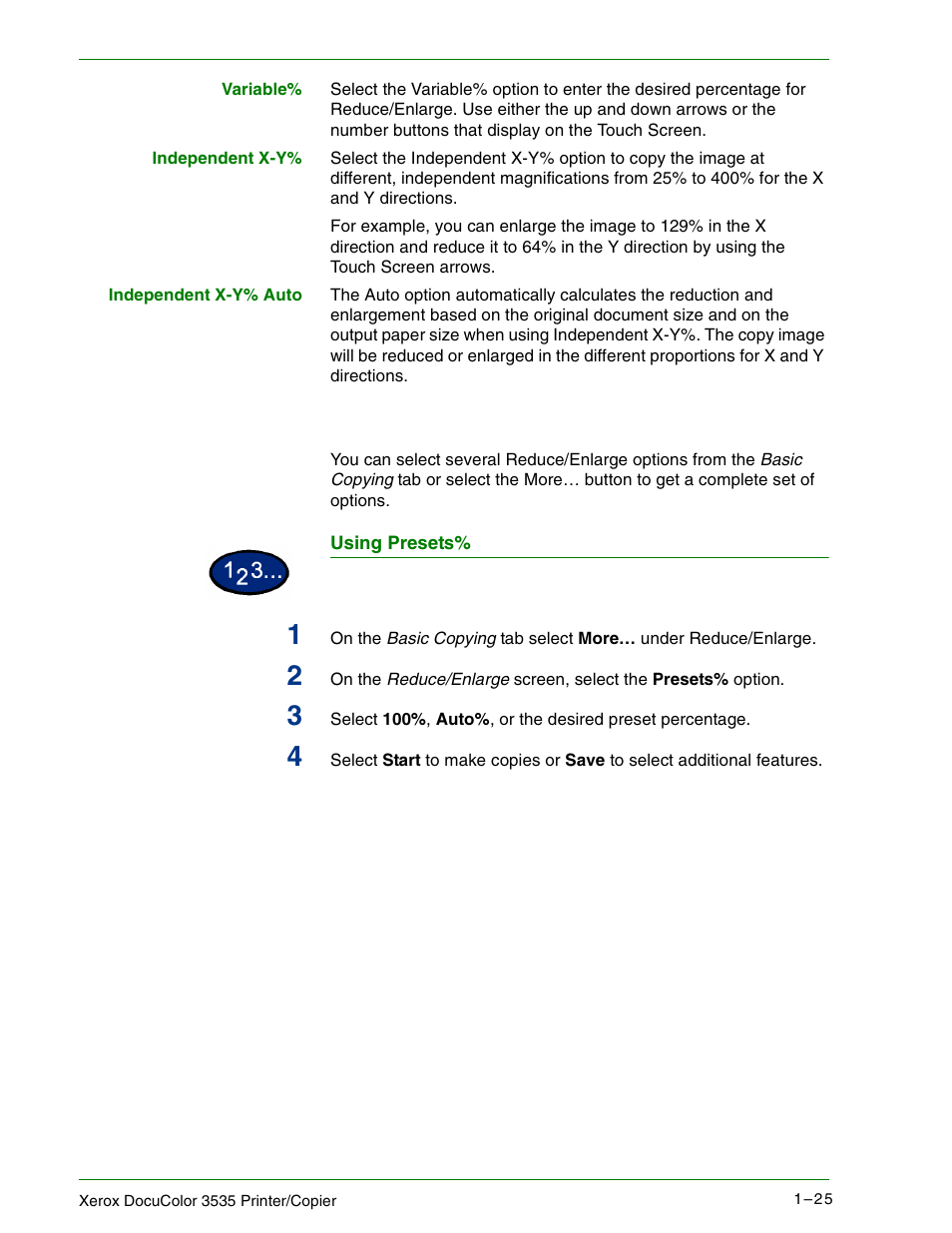 Using presets | Xerox 3535 User Manual | Page 43 / 268