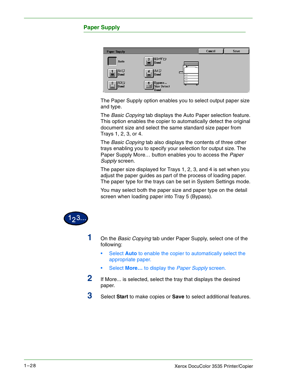 Paper supply | Xerox 3535 User Manual | Page 46 / 268