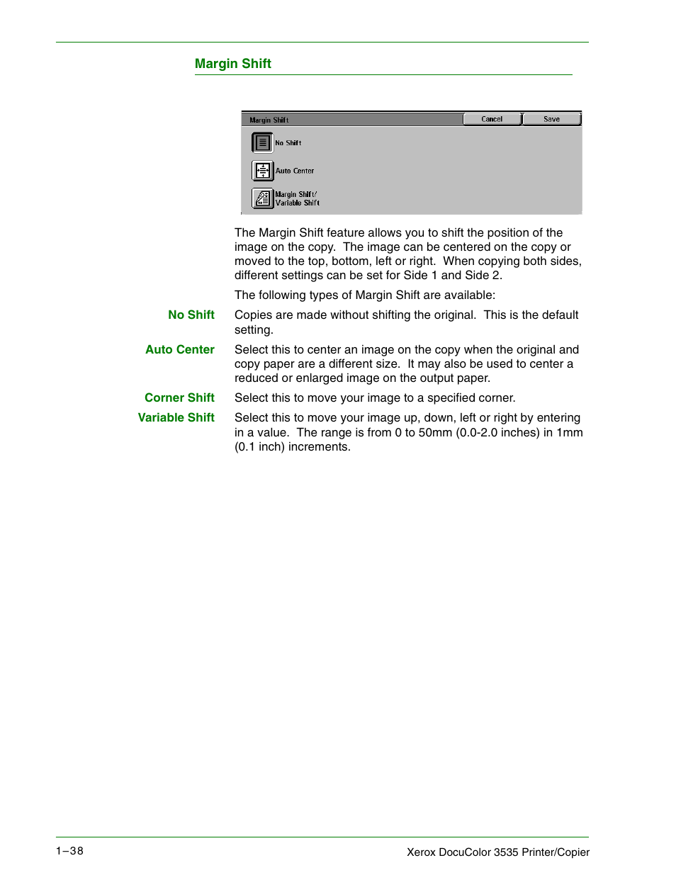 Margin shift | Xerox 3535 User Manual | Page 56 / 268