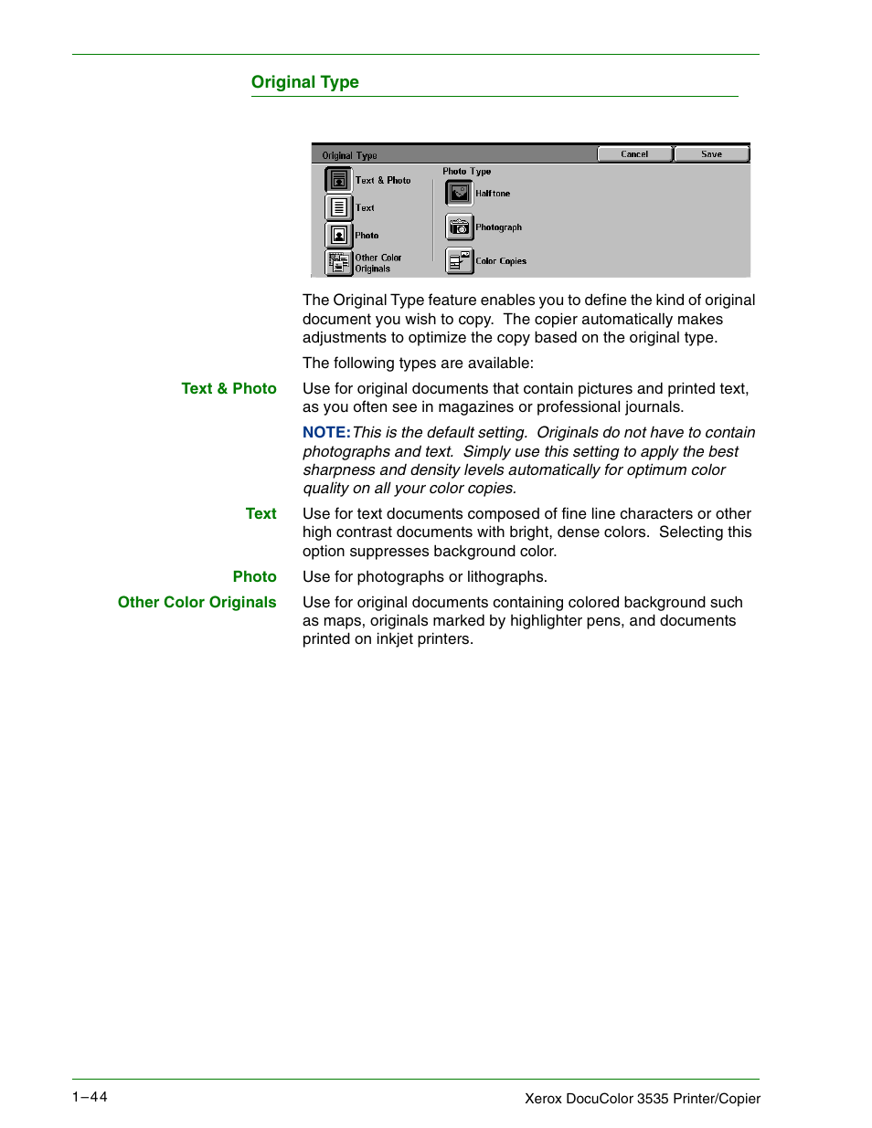 Original type | Xerox 3535 User Manual | Page 62 / 268