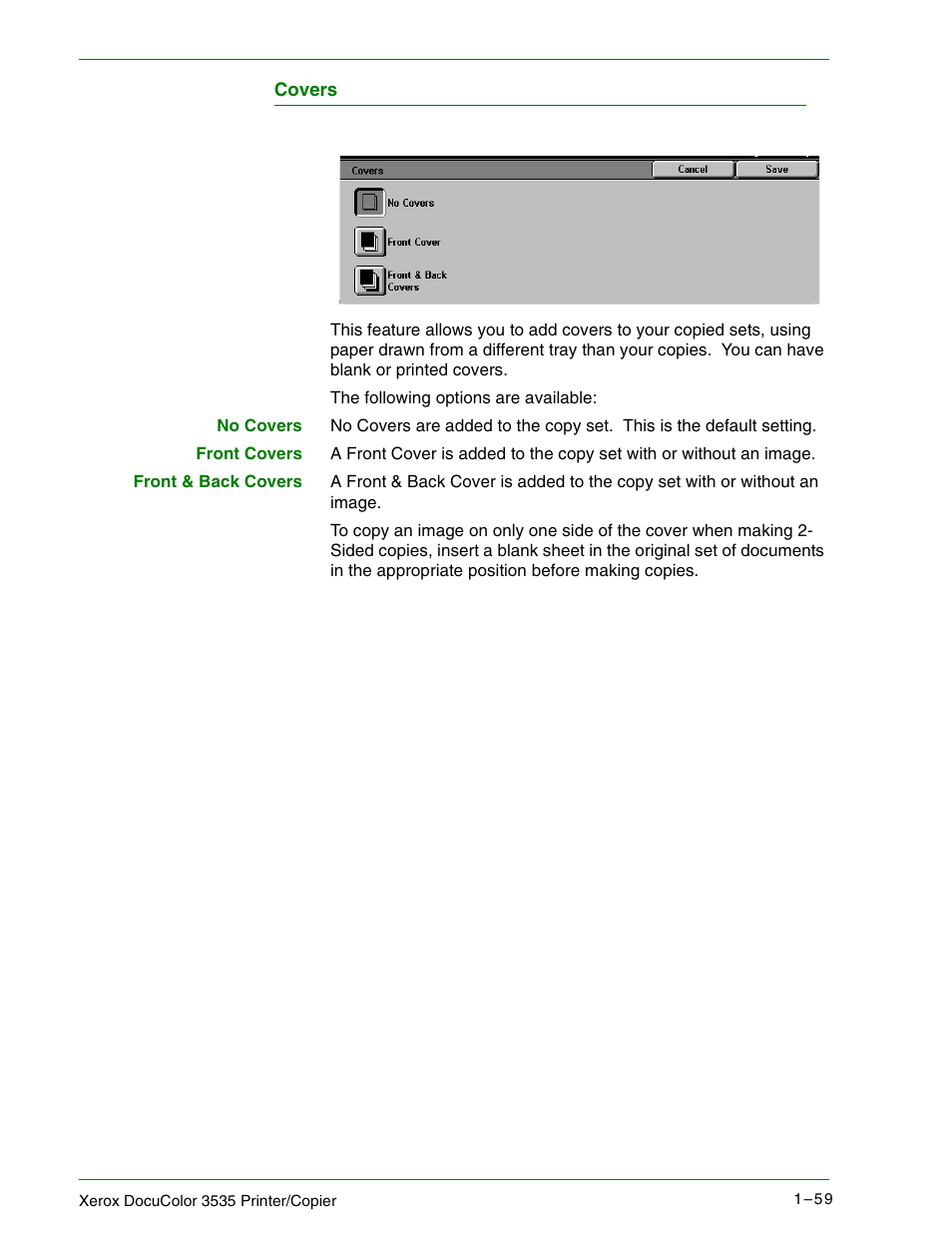 Covers | Xerox 3535 User Manual | Page 77 / 268