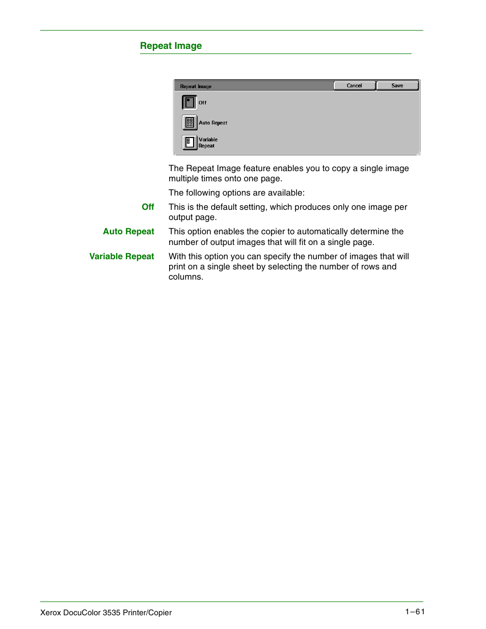 Repeat image | Xerox 3535 User Manual | Page 79 / 268
