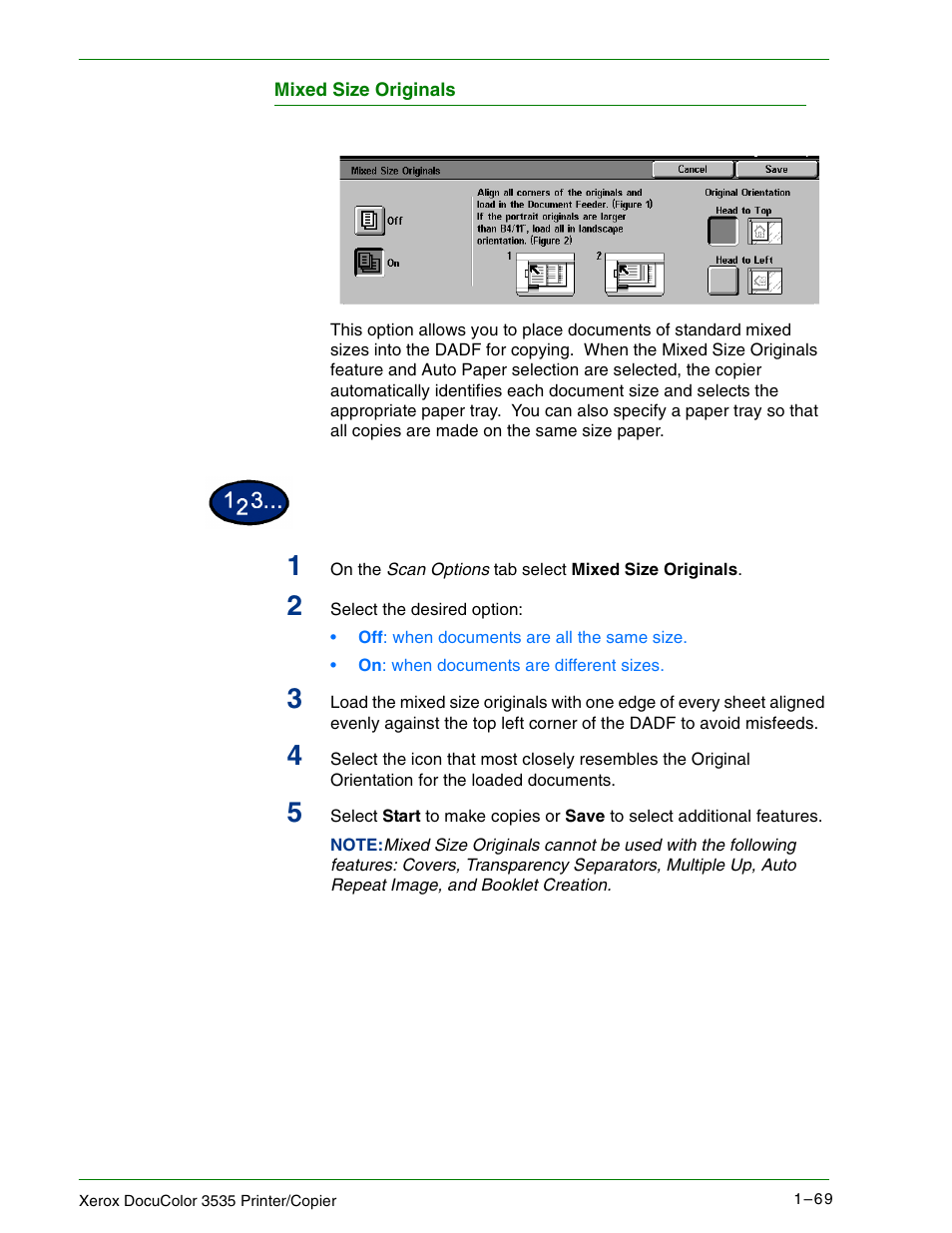Mixed size originals | Xerox 3535 User Manual | Page 87 / 268