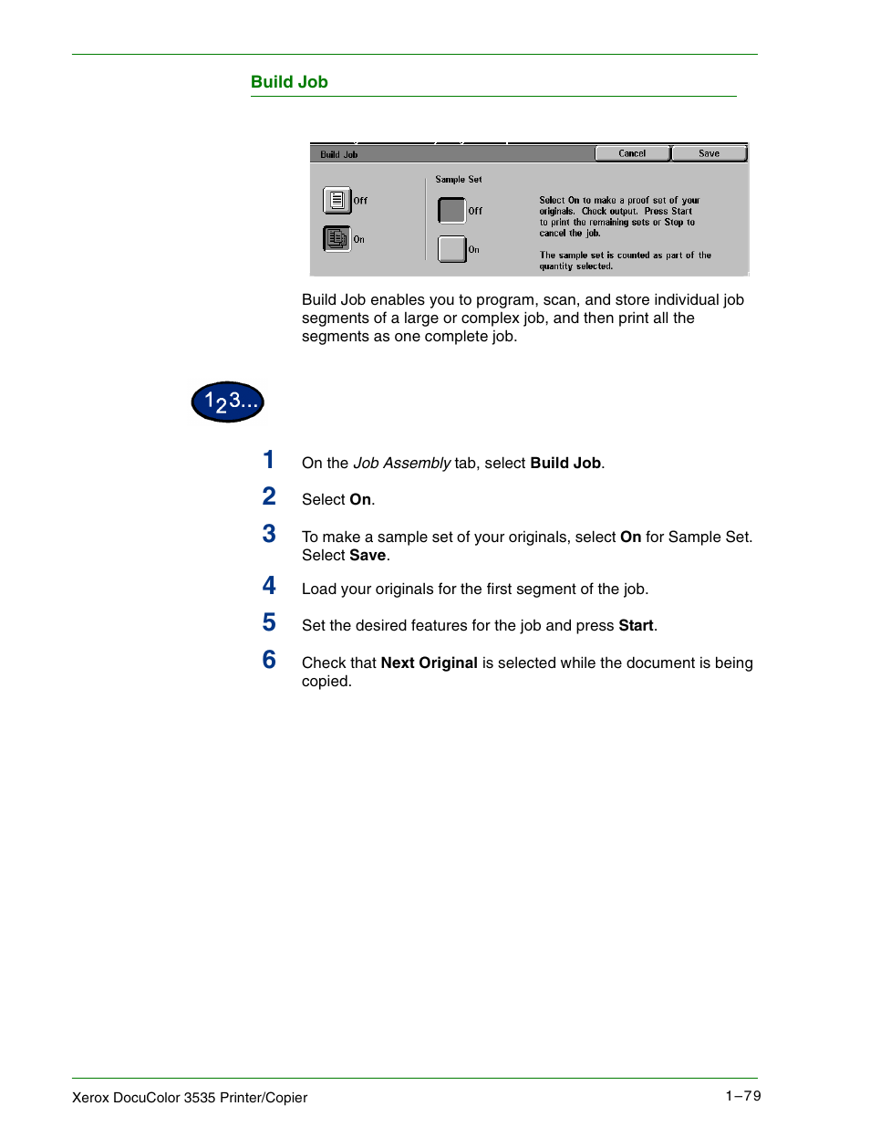 Build job | Xerox 3535 User Manual | Page 97 / 268