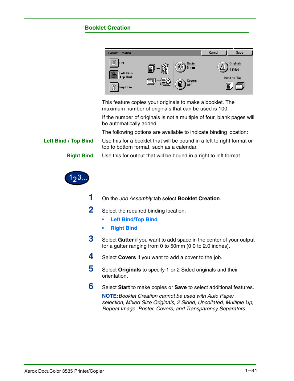 Booklet creation | Xerox 3535 User Manual | Page 99 / 268