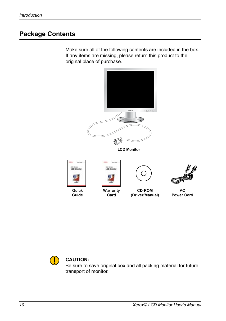 Package contents | Xerox XA3 Series User Manual | Page 11 / 27