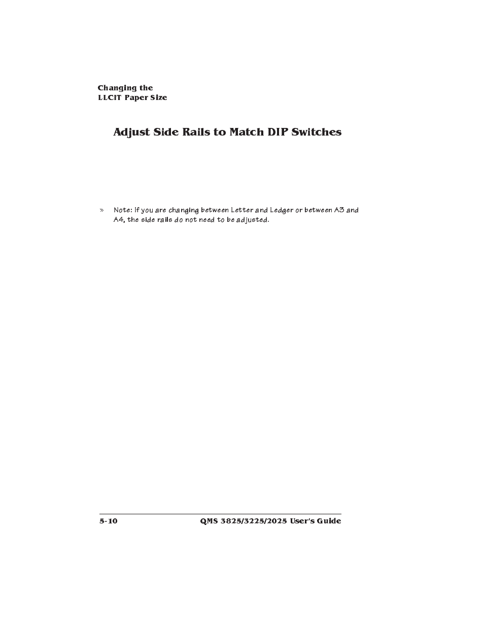Adjust side rails to match dip switches | Xerox 2025 User Manual | Page 118 / 222