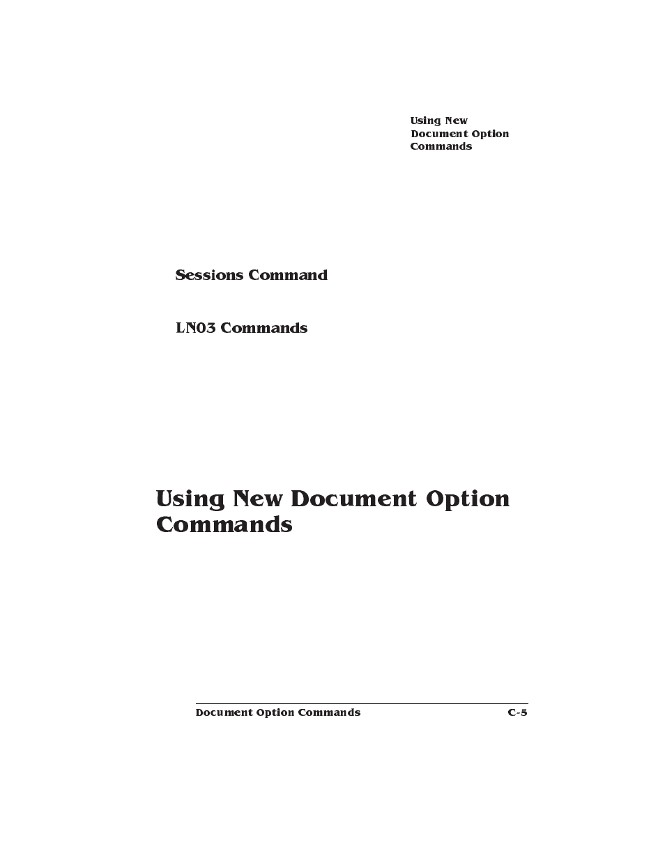 Sessions command, Ln03 commands, Using new document option commands | How to use new commands | Xerox 2025 User Manual | Page 149 / 222