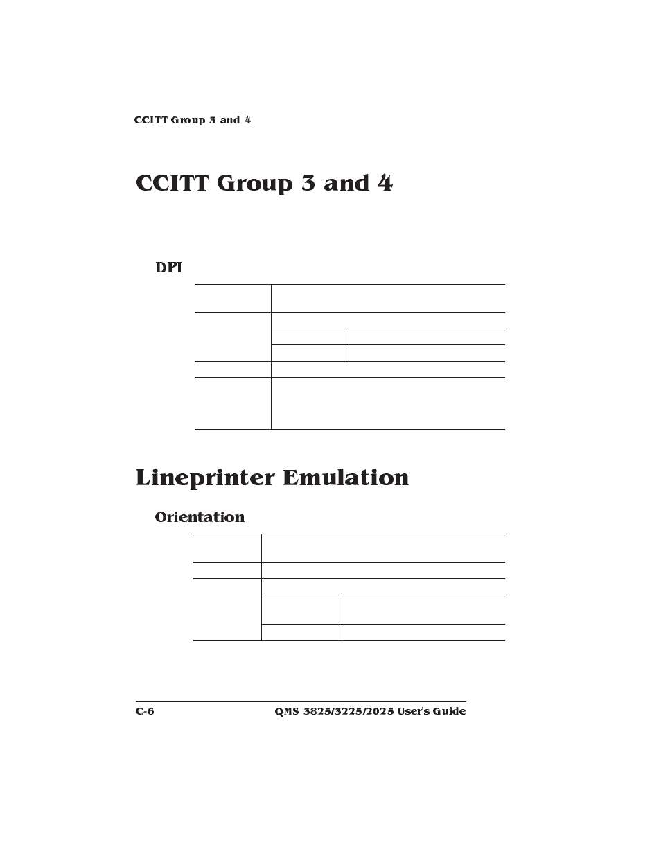 Ccitt group 3 and 4, Lineprinter emulation, Orientation | How to use revised commands | Xerox 2025 User Manual | Page 150 / 222