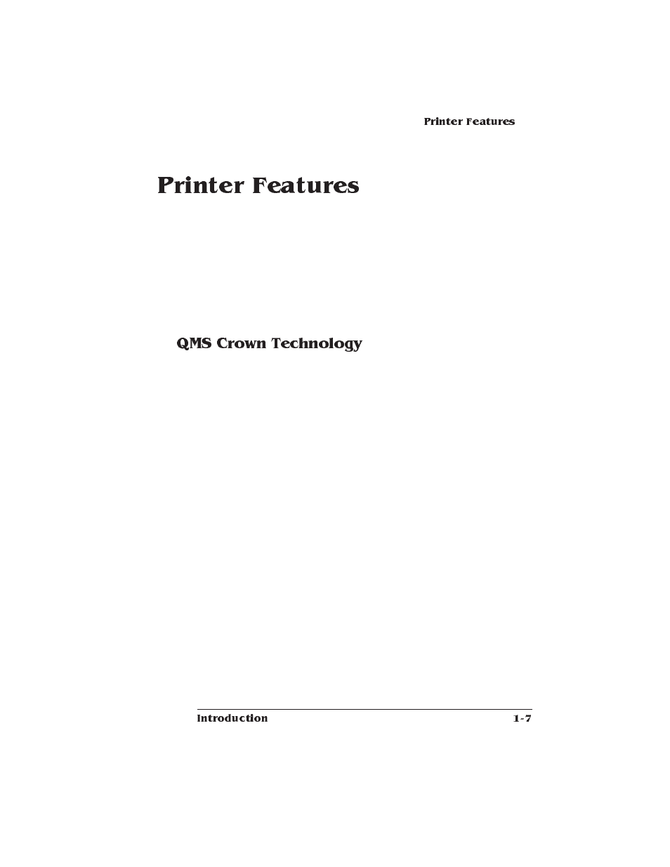 Printer features, Qms crown technology | Xerox 2025 User Manual | Page 17 / 222