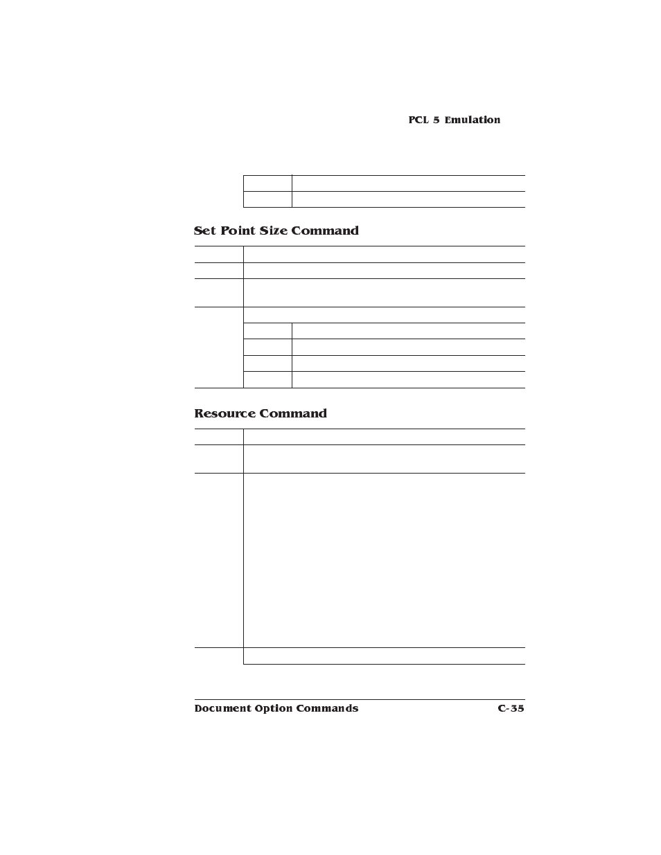 Set point size command resource command | Xerox 2025 User Manual | Page 179 / 222