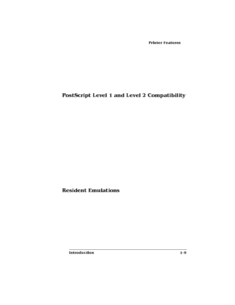 Postscript level 1 and level 2 compatibility, Resident emulations | Xerox 2025 User Manual | Page 19 / 222