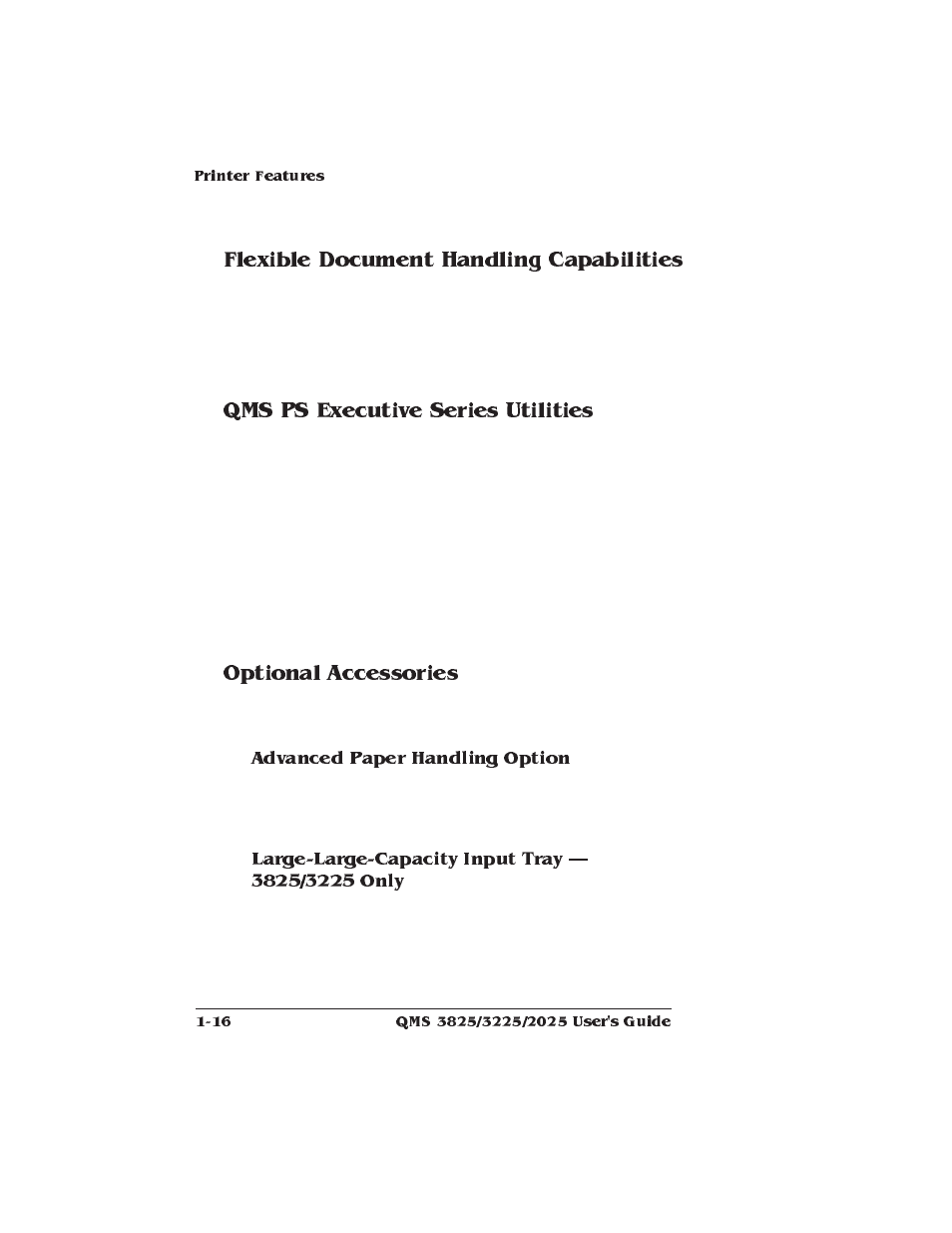 Flexible document handling capabilities, Qms ps executive series utilities, Optional accessories | Xerox 2025 User Manual | Page 26 / 222