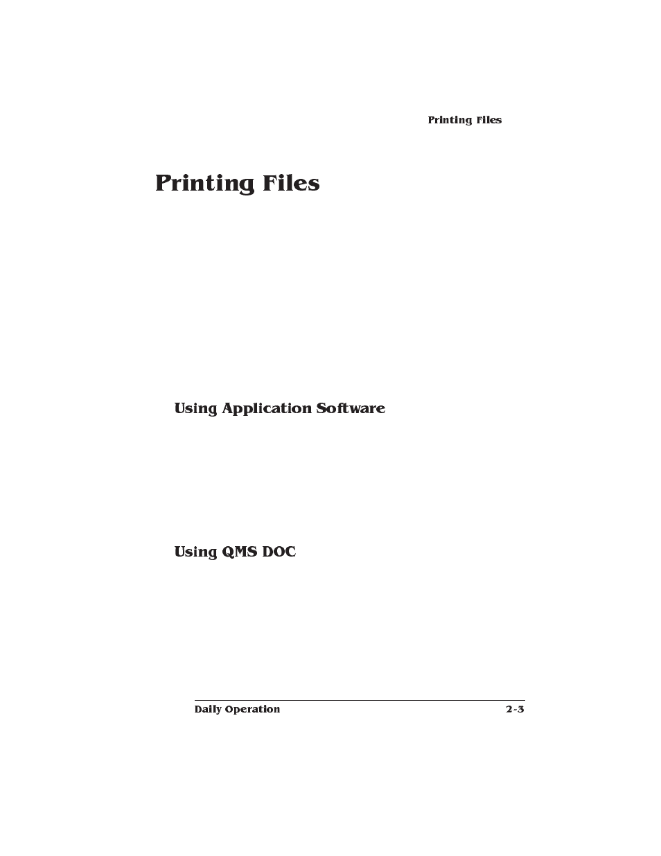 Printing files, Using application software, Using qms doc | How to print files | Xerox 2025 User Manual | Page 31 / 222