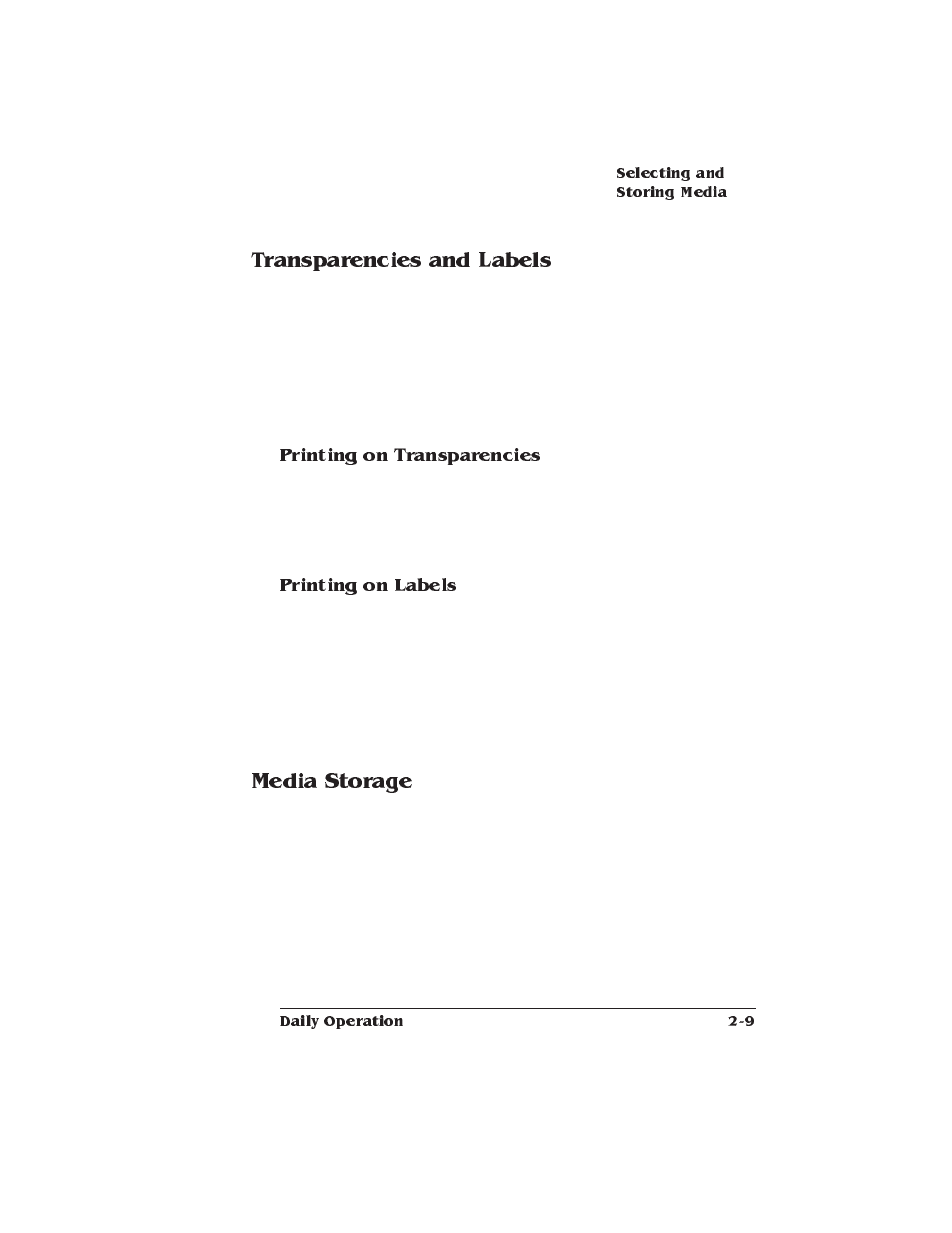 Transparencies and labels, Media storage | Xerox 2025 User Manual | Page 37 / 222