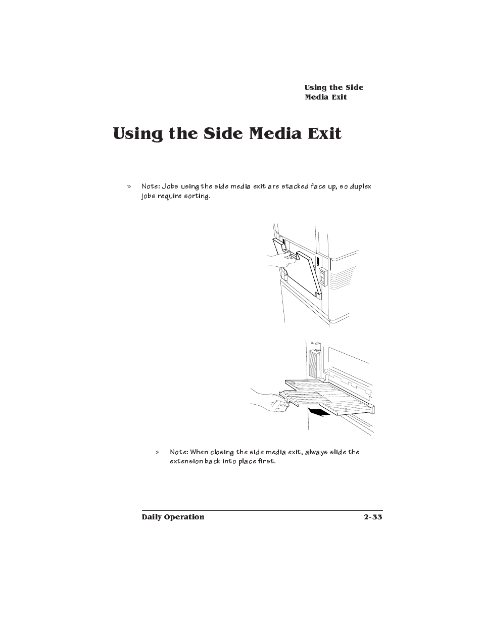 Using the side media exit | Xerox 2025 User Manual | Page 61 / 222