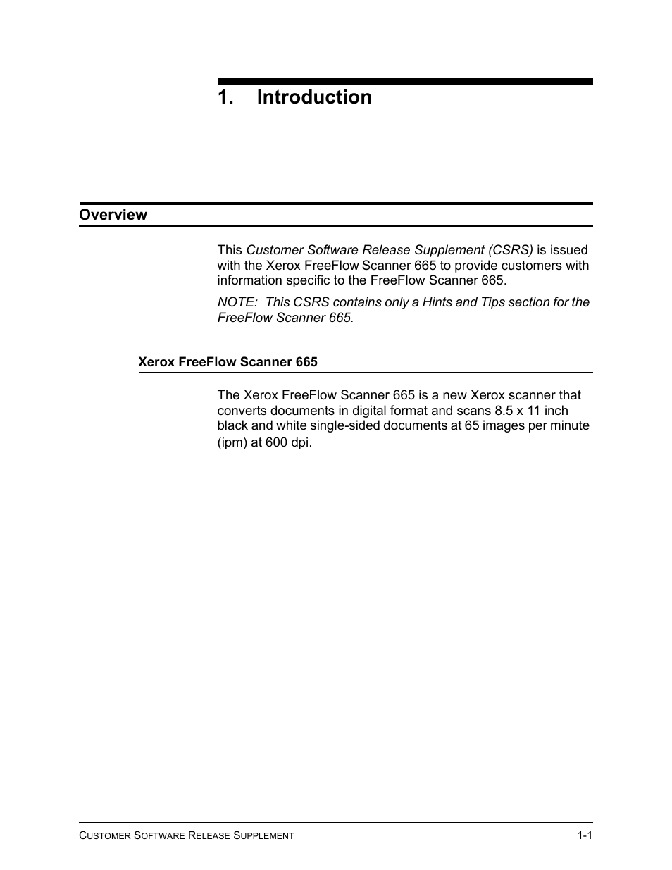 Introduction, Overview, Xerox freeflow scanner 665 | Xerox 701P41834 User Manual | Page 5 / 14