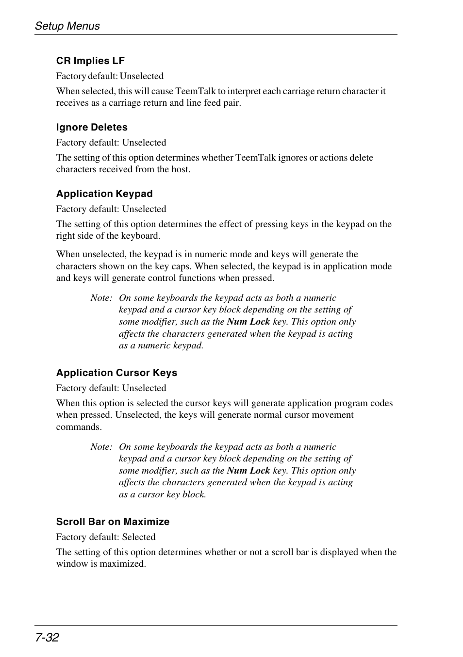 Scroll bar on maximized, Cursor key mode, Keypad mode | Xerox -05W User Manual | Page 106 / 370