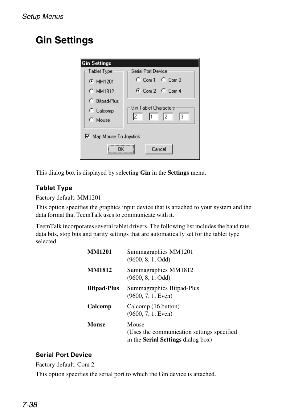 Gin settings, Serial port device, Tablet type | Gin settings -38 | Xerox -05W User Manual | Page 112 / 370