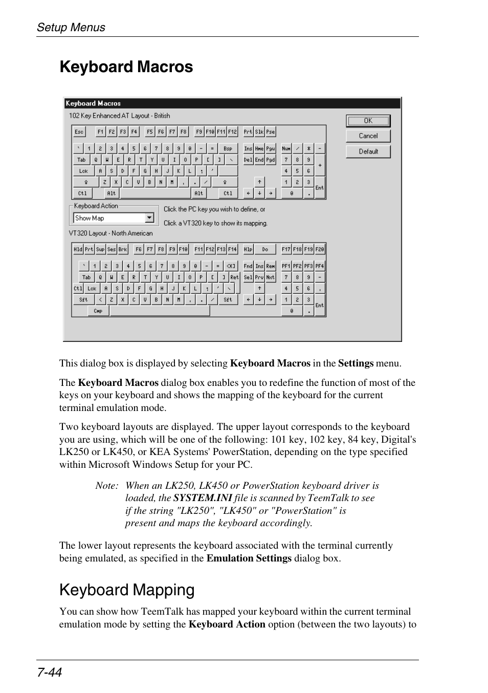 Keyboard macros, Keyboard macros -44, Keyboard mapping | Xerox -05W User Manual | Page 118 / 370