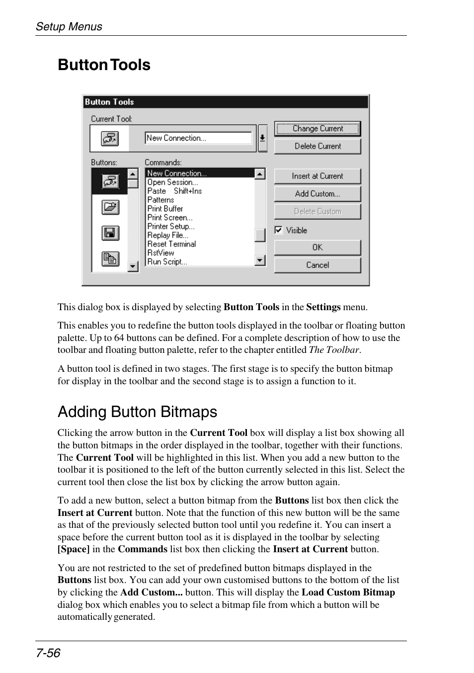 Button tools, Button tools -56, Adding button bitmaps | Xerox -05W User Manual | Page 130 / 370