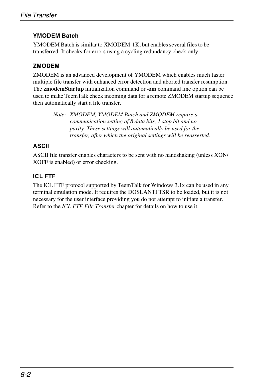 Ascii file transfer, Ymodem batch, Zmodem | Xerox -05W User Manual | Page 134 / 370