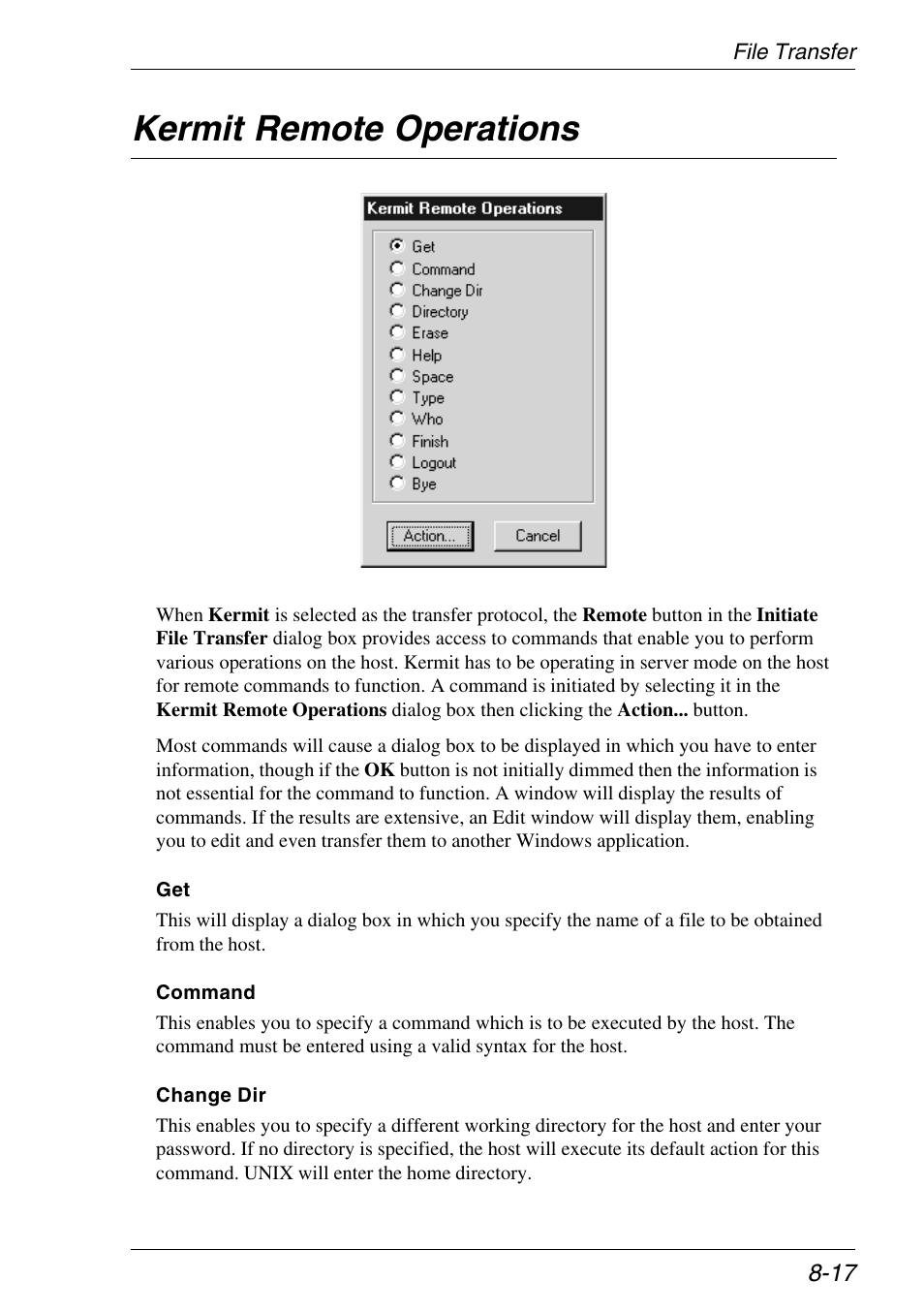 Kermit remote operations, Kermit remote operations -17 | Xerox -05W User Manual | Page 149 / 370