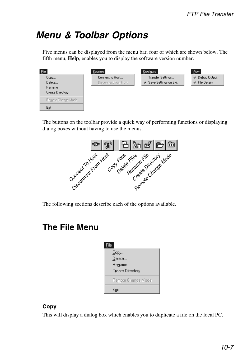 Menu & toolbar options, The file menu, Menu & toolbar options -7 | The file menu -7 | Xerox -05W User Manual | Page 169 / 370