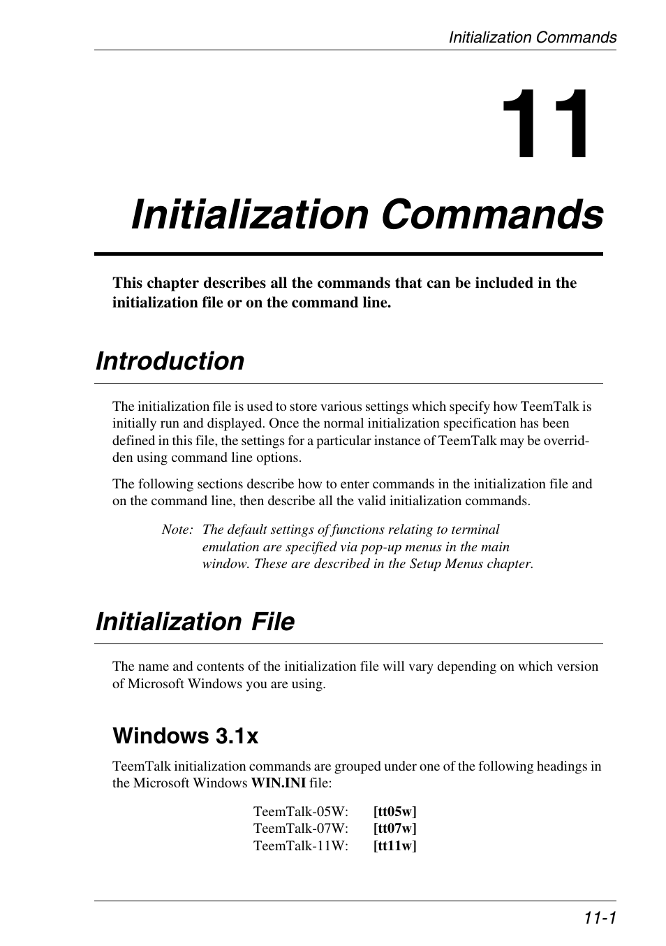 Initialization commands, Introduction, Initialization file | Windows 3.1x, Win.ini (windows 3.1x), Win.ini file, Initialization commands -1, Introduction -1, Initialization file -1, Windows 3.1x -1 | Xerox -05W User Manual | Page 177 / 370
