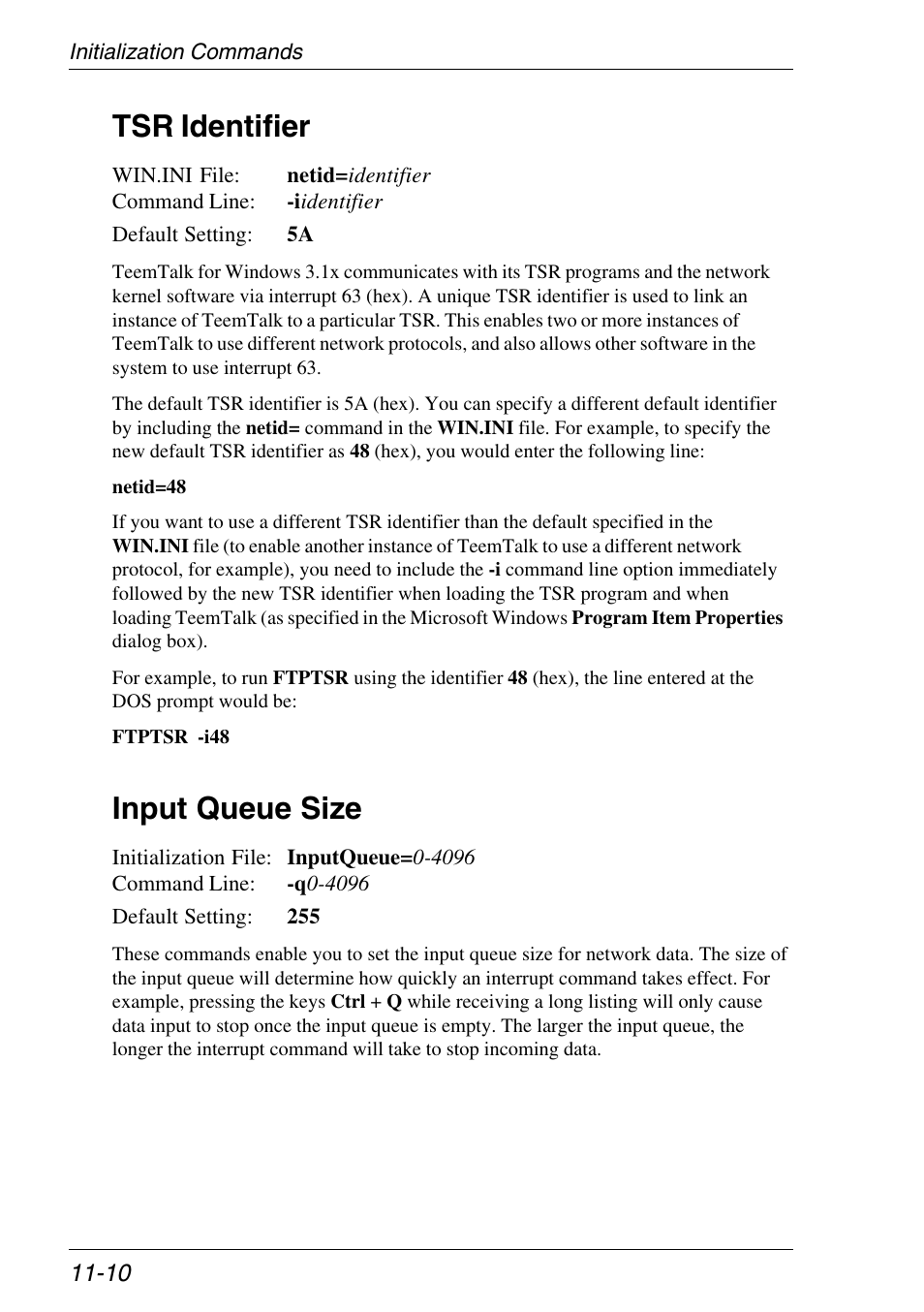 Network input queue size, Tsr identifier, Input queue size | Xerox -05W User Manual | Page 186 / 370