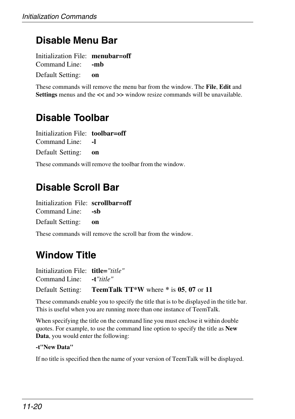 Disable menu bar, Disable scroll bar, Disable toolbar | Window title, Disable | Xerox -05W User Manual | Page 196 / 370