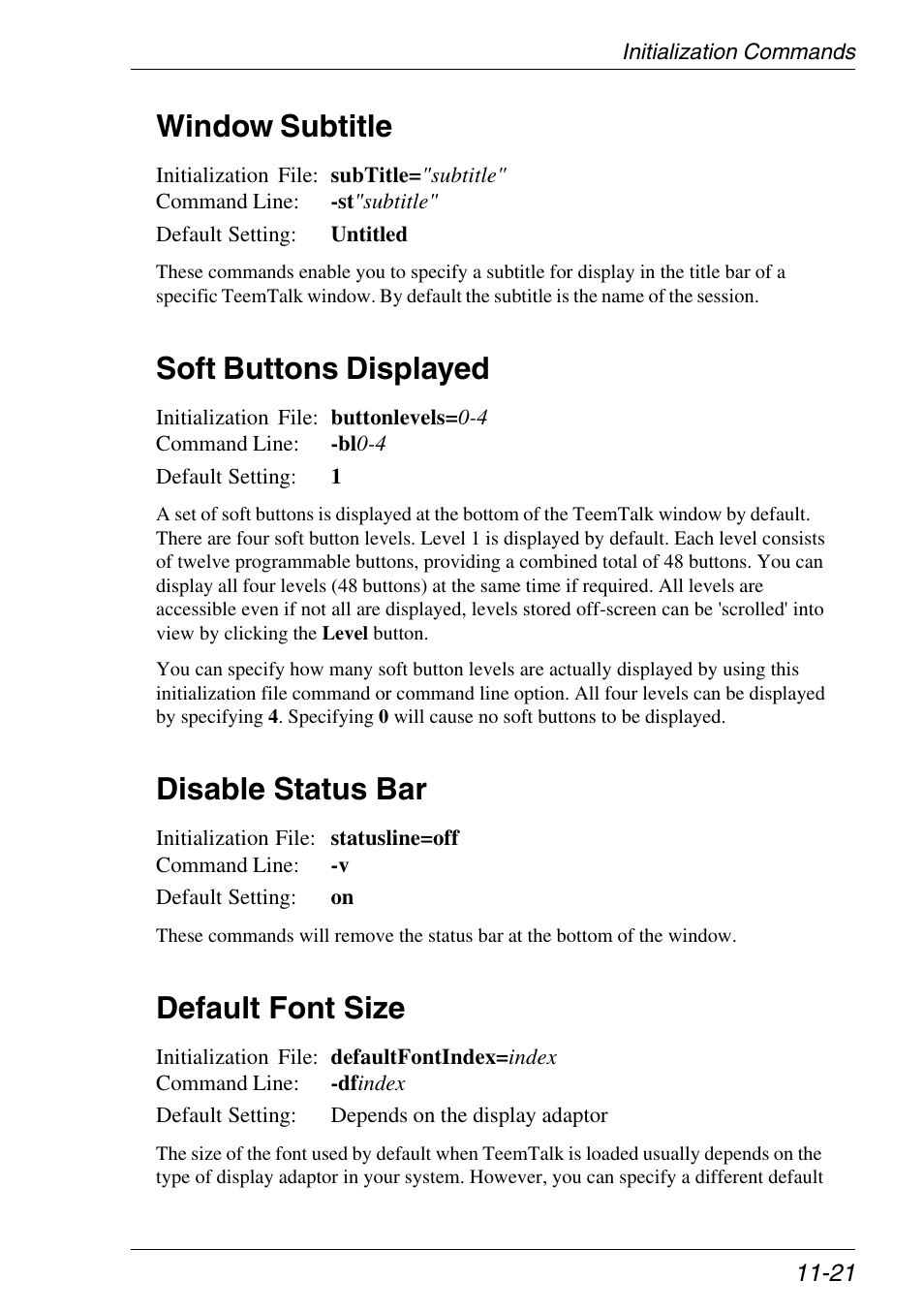 Default font size, Disable status bar, Soft buttons displayed | Window subtitle, Disable, Display | Xerox -05W User Manual | Page 197 / 370