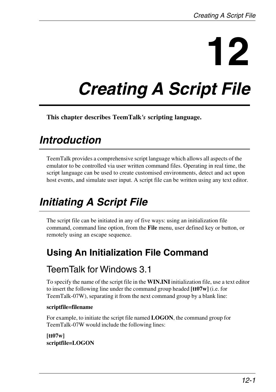 Creating a script file, Introduction, Initiating a script file | Creating, Initialization file command, Ppf file command, Creating a script file -1, Introduction -1, Initiating a script file -1 | Xerox -05W User Manual | Page 205 / 370