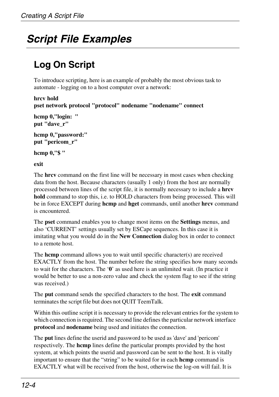 Script file examples, Examples, Script file examples -4 | Log on script | Xerox -05W User Manual | Page 208 / 370