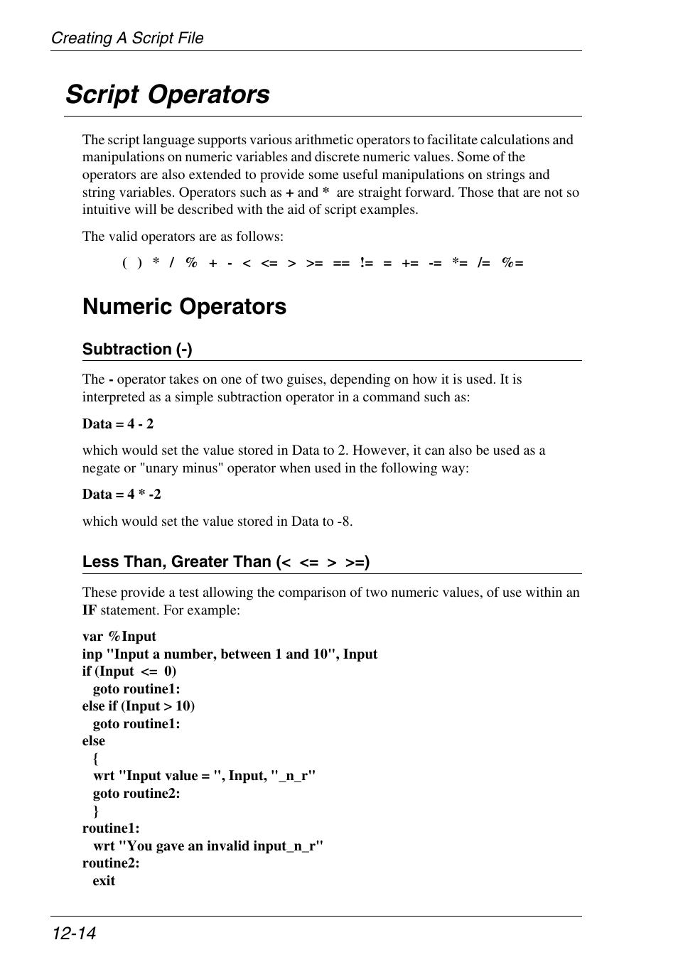 Script operators, Arithmetic operators, Numeric operators | Script operators -14 | Xerox -05W User Manual | Page 218 / 370