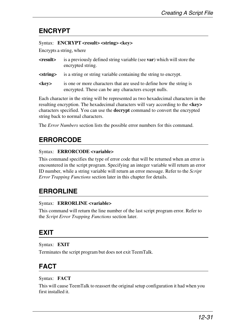 Encrypt, Errorcode, Errorline | Exit, Fact | Xerox -05W User Manual | Page 235 / 370