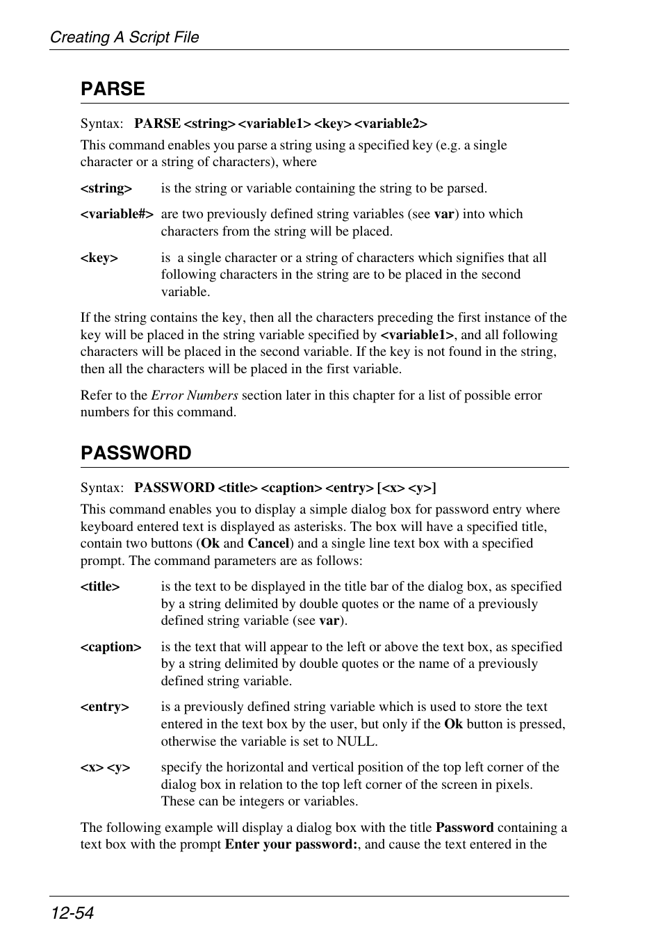 Parse, Password | Xerox -05W User Manual | Page 258 / 370