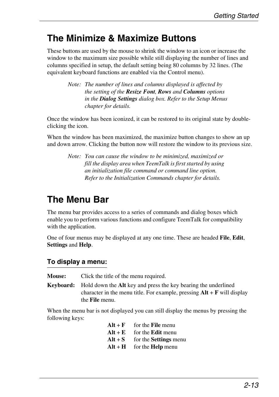 The minimize & maximize buttons, The menu bar, Iconizing teemtalk | Menu bar, Minimize & maximize buttons | Xerox -05W User Manual | Page 27 / 370