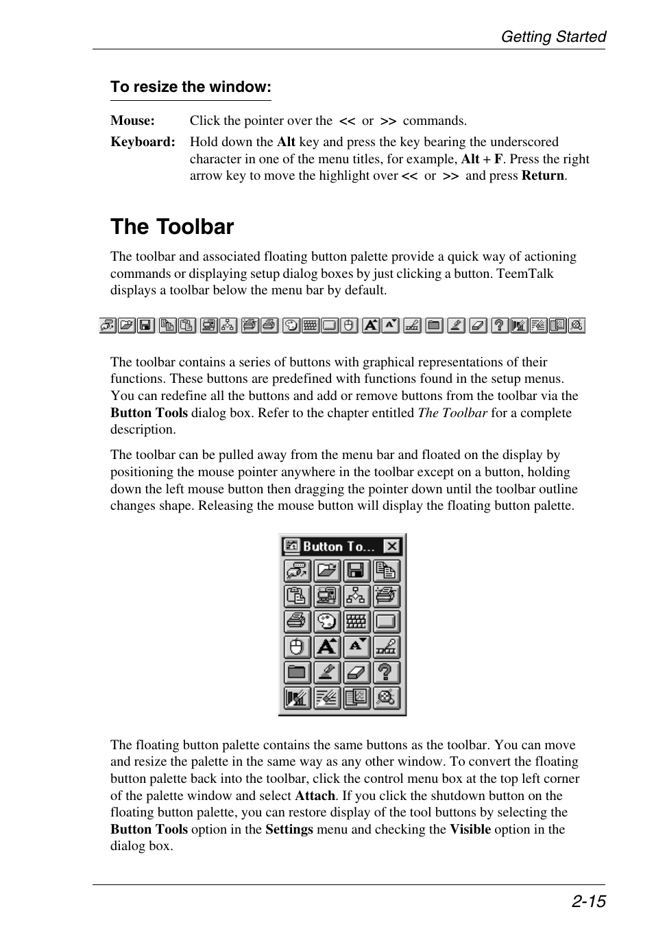 The toolbar, Window element, Toolbar | The toolbar -15 | Xerox -05W User Manual | Page 29 / 370