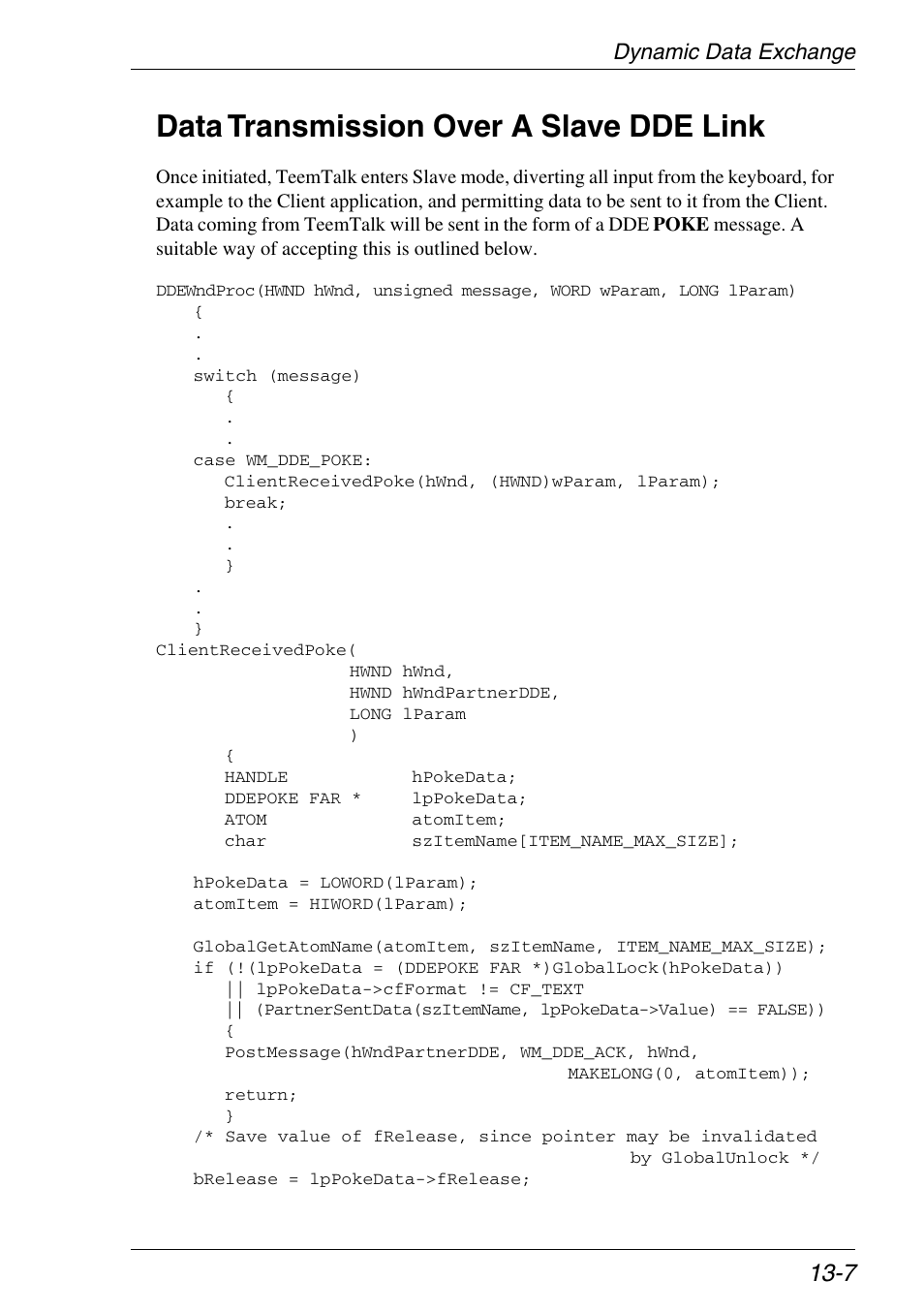 Data transmission over a slave dde link, Dynamic data exchange | Xerox -05W User Manual | Page 299 / 370