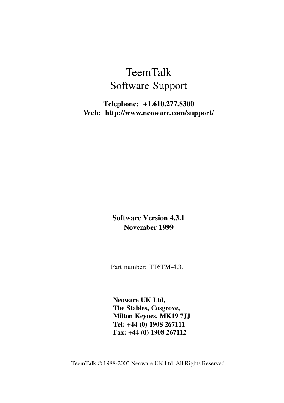 Teemtalk, Software support | Xerox -05W User Manual | Page 3 / 370