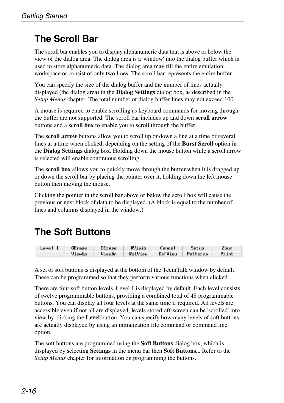 The scroll bar, The soft buttons, Scroll arrows | Scroll bar, Scroll box, Soft buttons, Scroll arrow, The scroll bar -16 the soft buttons -16 | Xerox -05W User Manual | Page 30 / 370