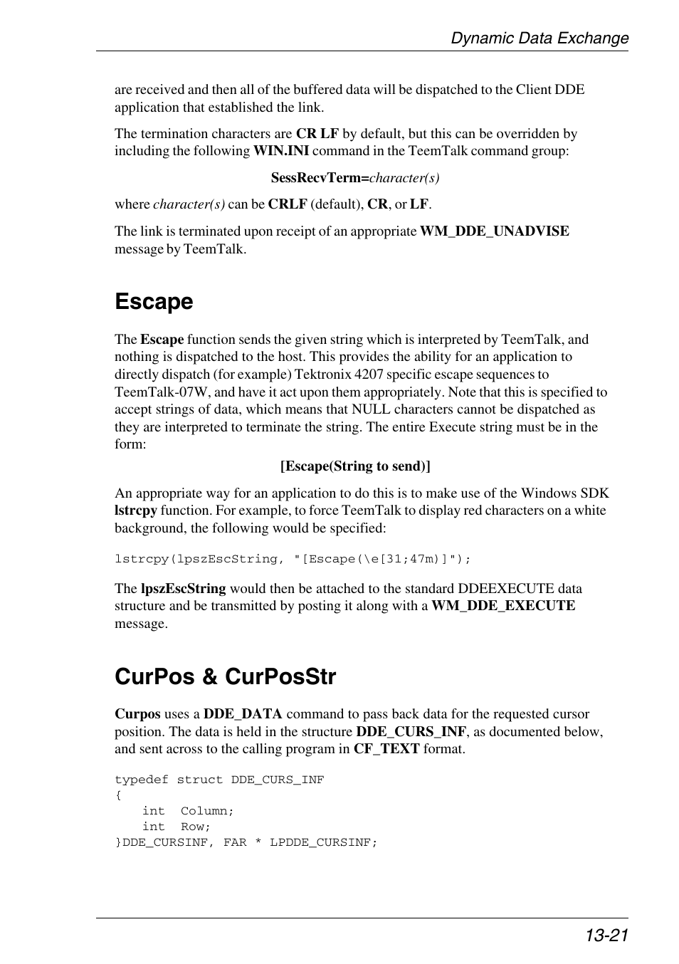 Escape, Curpos & curposstr | Xerox -05W User Manual | Page 313 / 370