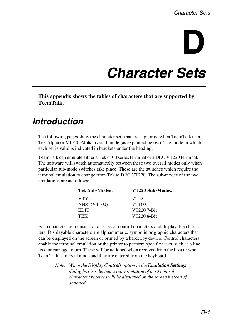 Character sets, Control characters, Introduction | Xerox -05W User Manual | Page 337 / 370