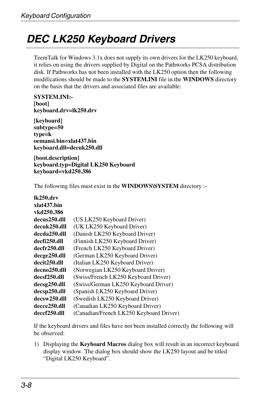 Dec lk250 keyboard drivers, Dec lk250 keyboard drivers -8 | Xerox -05W User Manual | Page 46 / 370